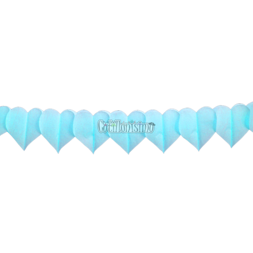Guirnalda Acordeon Corazoncitos de Papel Celeste Pastel