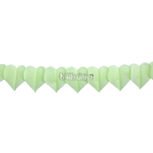 Guirnalda Acordeon Corazoncitos de Papel Verde Pastel