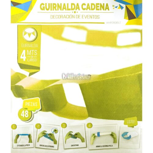 Guirnalda Cadena Color Amarillo 4 Mts (Friselina)