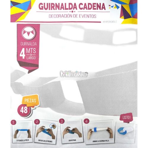 Guirnalda Cadena Color Blanca 4 Mts (Friselina)