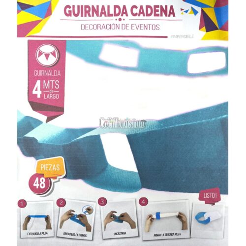 Guirnalda Cadena Color Celeste 4 Mts (Friselina)