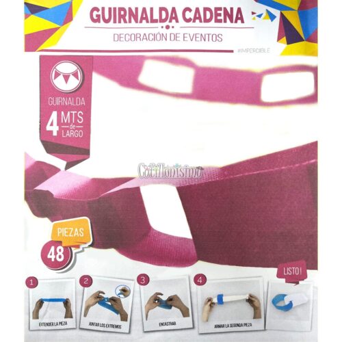 Guirnalda Cadena Color Fucsia 4 Mts (Friselina)