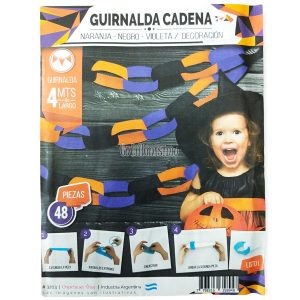 Guirnalda Cadena Color NARANJA - NEGRO - VIOLETA (FRISELINA)