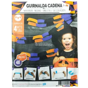 Guirnalda Cadena Color NARANJA - NEGRO - VIOLETA (FRISELINA)