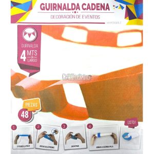 Guirnalda Cadena Color Naranja 4 Mts (Friselina)