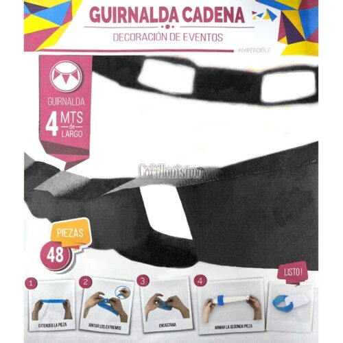 Guirnalda Cadena Color Negro 4 Mts (Friselina)