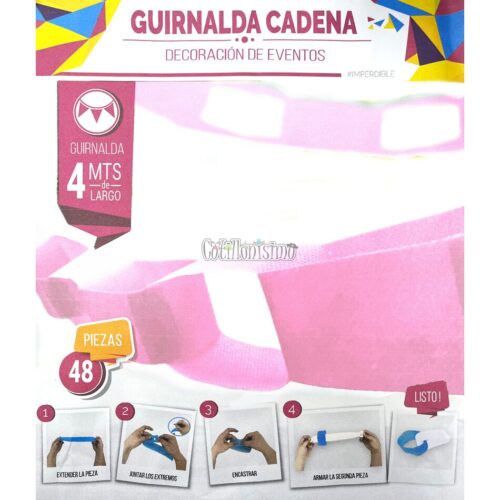 Guirnalda Cadena Color Rosa 4 Mts (Friselina)