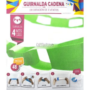 Guirnalda Cadena Color Verde manzana 4 Mts (Friselina)