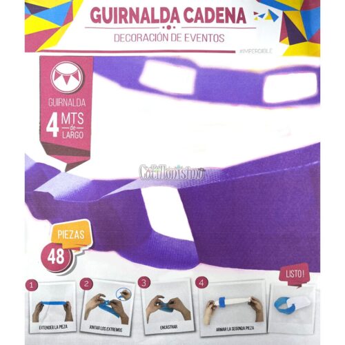 Guirnalda Cadena Color Violeta 4 Mts (Friselina)