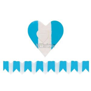 Guirnalda Acordeon Corazon Celeste y Blanco