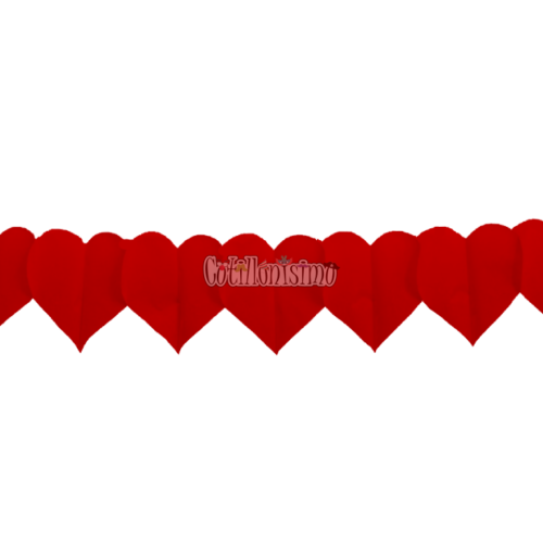Guirnalda Corazones Rojo 4u x2Mts