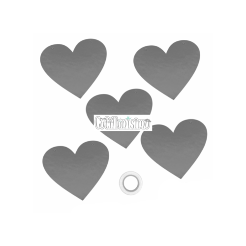 Guirnalda Corazones Plateados Metalizados x3 mts
