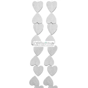 Guirnalda Vertical Corazones Plateado x2,5 Metros