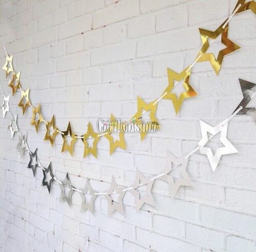 Guirnalda ESTRELLAS CALADA METALIZADAS - Color PLATEADO X3 Metros - Imagen 2