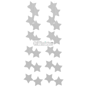 Guirnalda Vertical Estrellas Plateadas x2,5 Metros