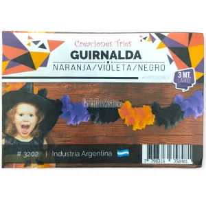 Guirnalda Naranja - Violeta - Negro HALLOWEEN 3 Mts (Friselina)