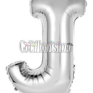 Globo Letra Inflable J Plateada para Aire 40cm de alto