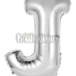 Globo Letra Inflable J Plateada para Aire 40cm de alto