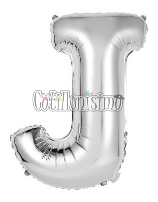 Globo Letra Inflable J Plateada para Aire 40cm de alto