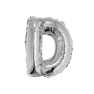 Globo Letra Inflable D Plateada para Aire 40cm de alto