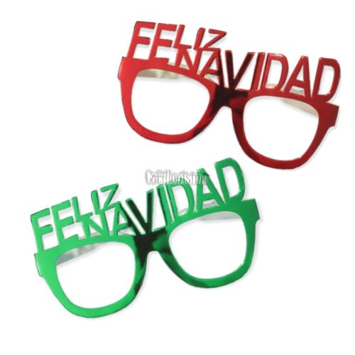 Anteojos de Papel Feliz Navidad x4u Rojo y Verde