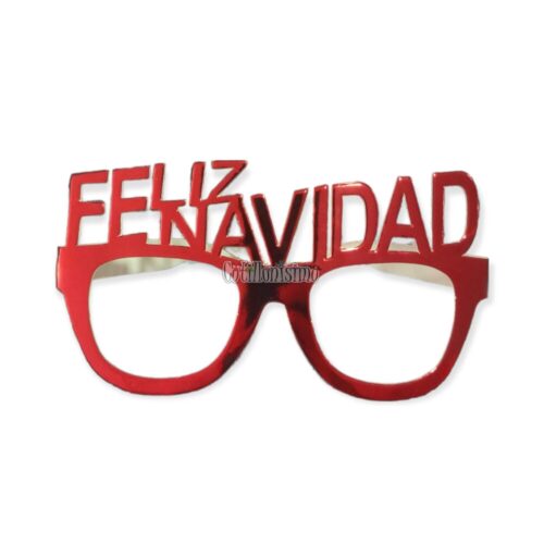Anteojos de Papel Feliz Navidad x4u Rojo y Verde - Imagen 3