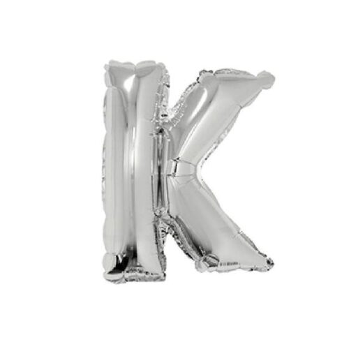 Globo Letra Inflable K Plateada para Aire 40cm de alto