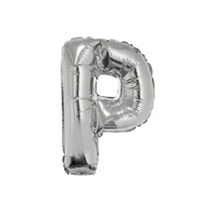 Globo Letra Inflable P Plateada para Aire 40cm de alto