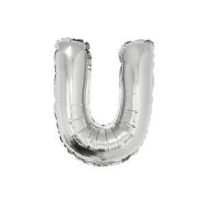 Globo Letra Inflable U Plateada para Aire 40cm de alto