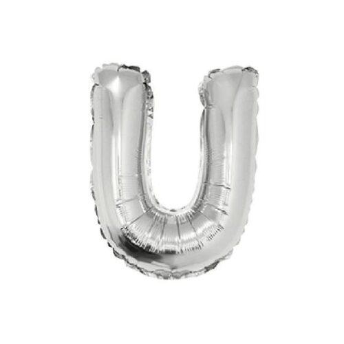 Globo Letra Inflable U Plateada para Aire 40cm de alto