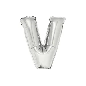 Globo Letra Inflable V Plateada para Aire 40cm de alto