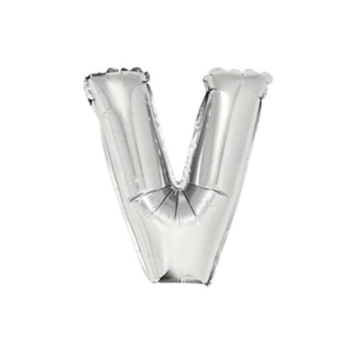 Globo Letra Inflable V Plateada 80cm