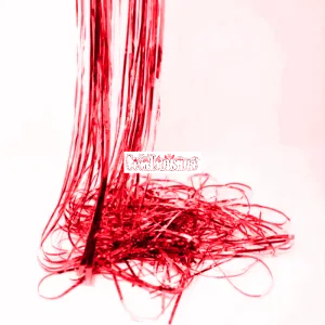 Lluvia Metalizada Roja Ondulada Navideña 15cm x 1mts