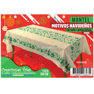 Mantel Crudo MOTIVOS NAVIDEÑOS Verde Impreso (FRISELINA)