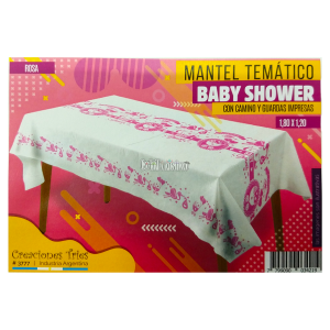 Mantel Tematico Rectangular BABY SHOWER ROSA (Friselina)
