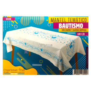 Mantel Tematico Rectangular MI BAUTISMO CELESTE (Friselina)
