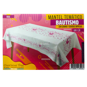 Mantel Tematico Rectangular MI BAUTISMO ROSA (Friselina)
