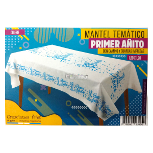 Mantel Tematico Rectangular PRIMER AÑITO CELESTE (Friselina)