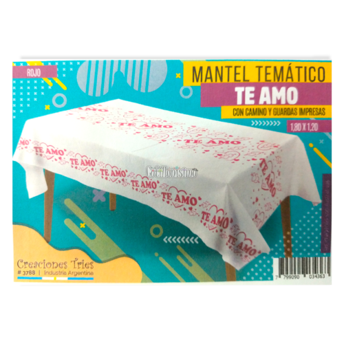 Mantel Tematico Rectangular TE AMO (Friselina)