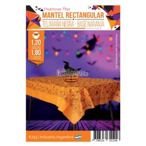 Mantel Telaraña Negra Base Naranja (FRISELINA)