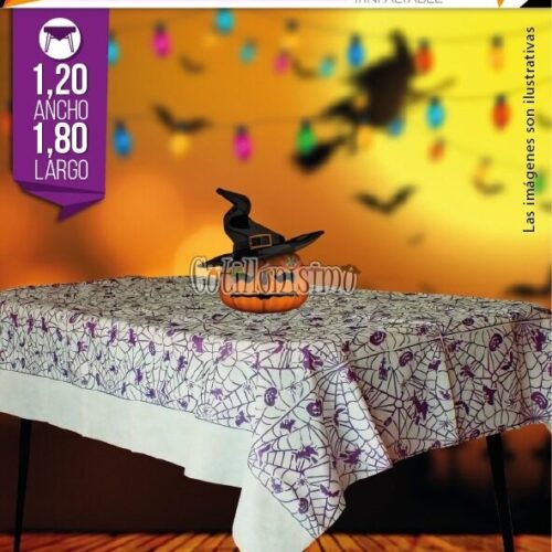 Mantel Telaraña Violeta Base Blanca (FRISELINA)