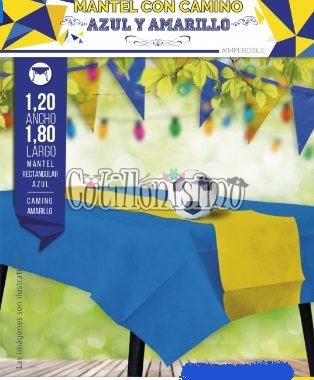 Mantel con Camino AZUL y AMARILLO (FRISELINA)