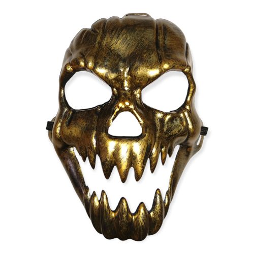 Mascara Rígida Demonio Calavera Con Dientes Dorada
