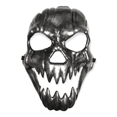 Mascara Rígida Demonio Calavera Con Dientes Plateada