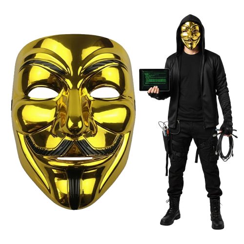 Mascara V de Venganza / Anonymous / HACKER Color Dorada