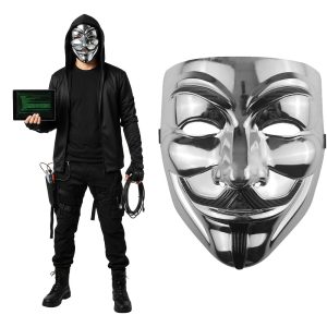 Mascara V de Venganza / Anonymous / HACKER  Color Plateada