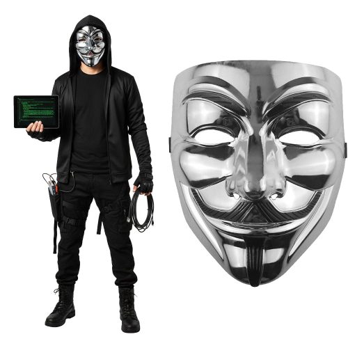 Mascara V de Venganza / Anonymous / HACKER Color Plateada