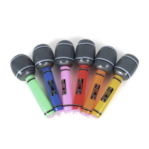 Microfono Inflable Colores Surtidos x1 Unidad