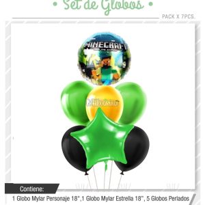Set Globos MINECRAFT 7 Pcs