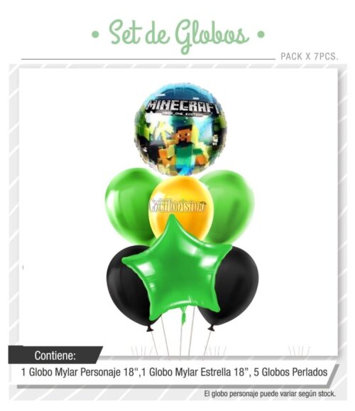 Set Globos MINECRAFT 7 Pcs